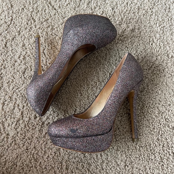Betsey Johnson Glitter Heels - Black and Silver - Picture 6 of 6